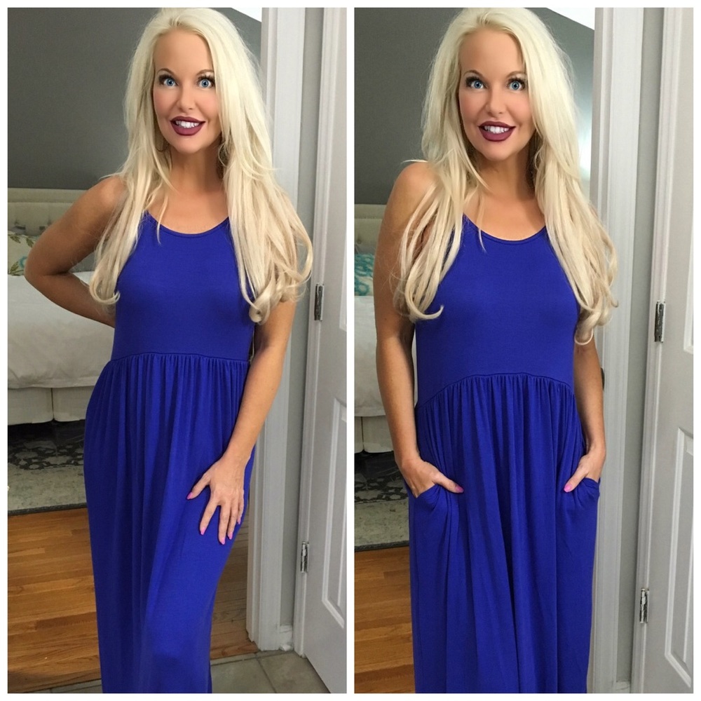 LAST 1! ❤️Stunning Royal Blue Soft Flowy Dress! - Picture 3 of 5